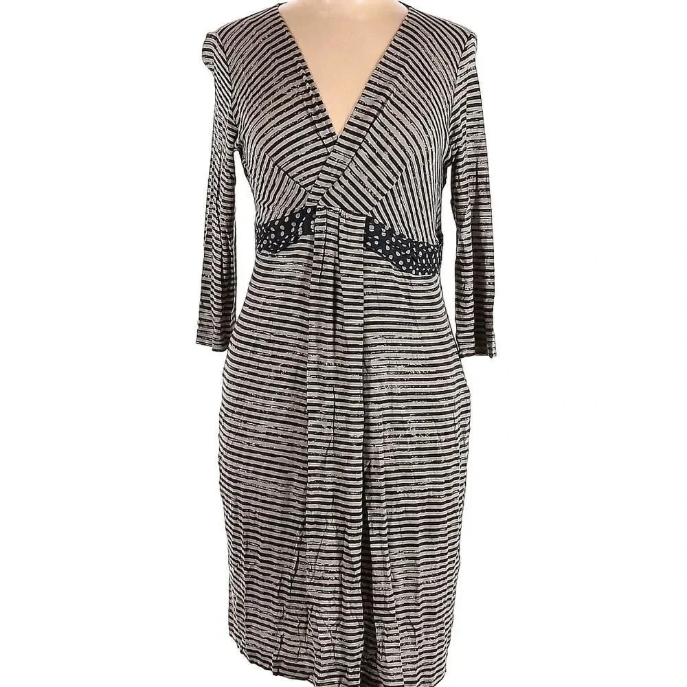 COPY - Like New Weekend Max Mara Casual Black/White Casual Dress Striped Size L…